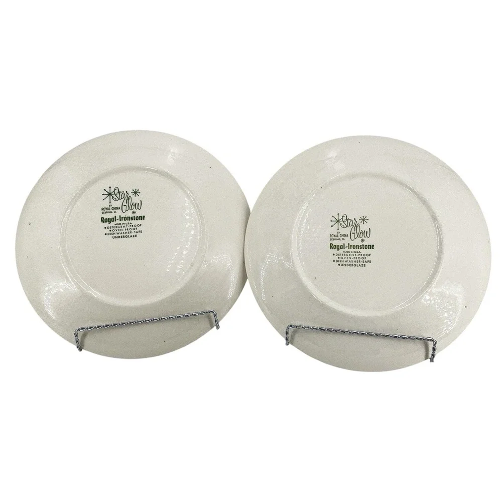 Vintage Royal China Star‎ Glow Dinner Plates Mid Century Modern Atomic Set of 2